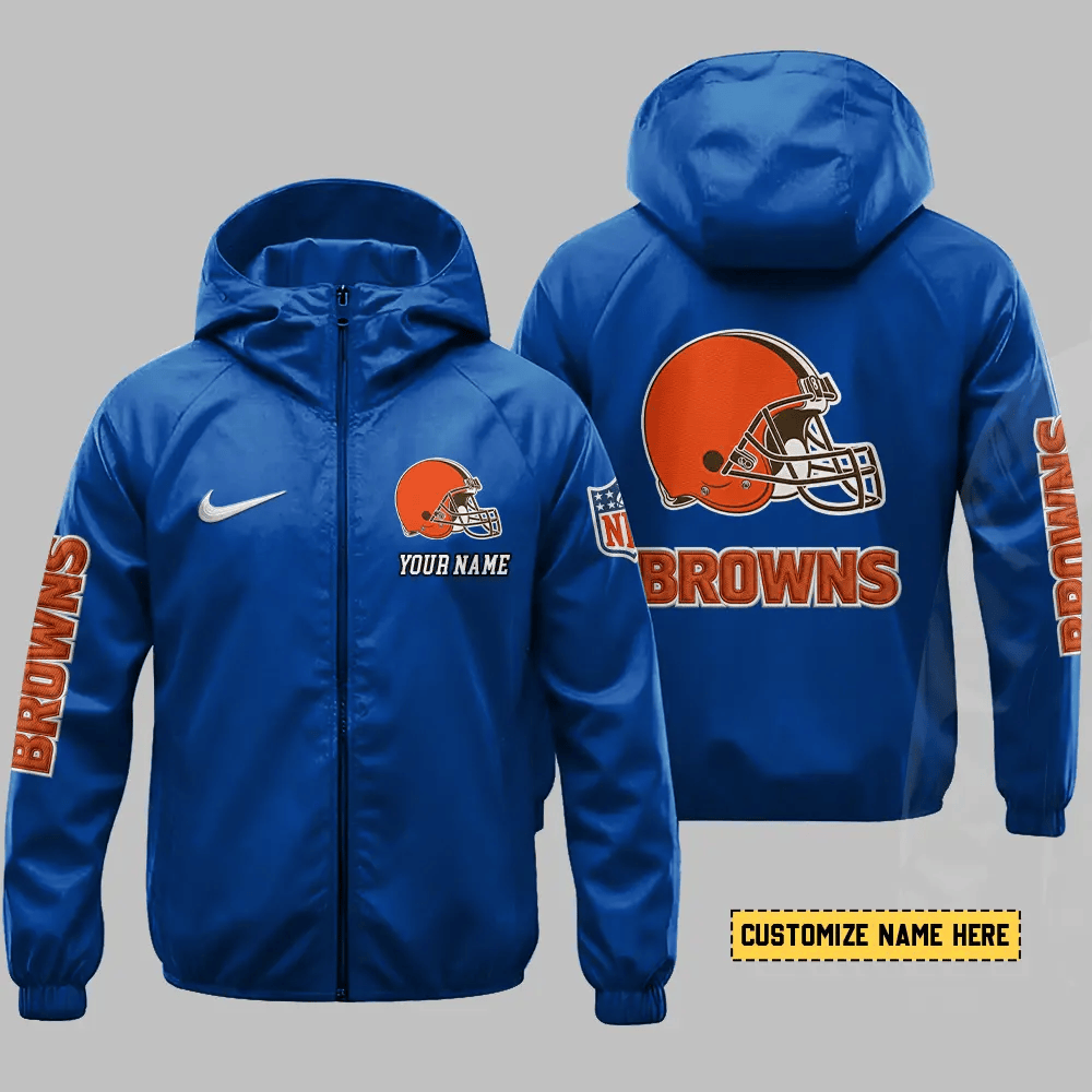 Cleveland Browns Hooded Full Zip Windbreaker Jacket Paxnem