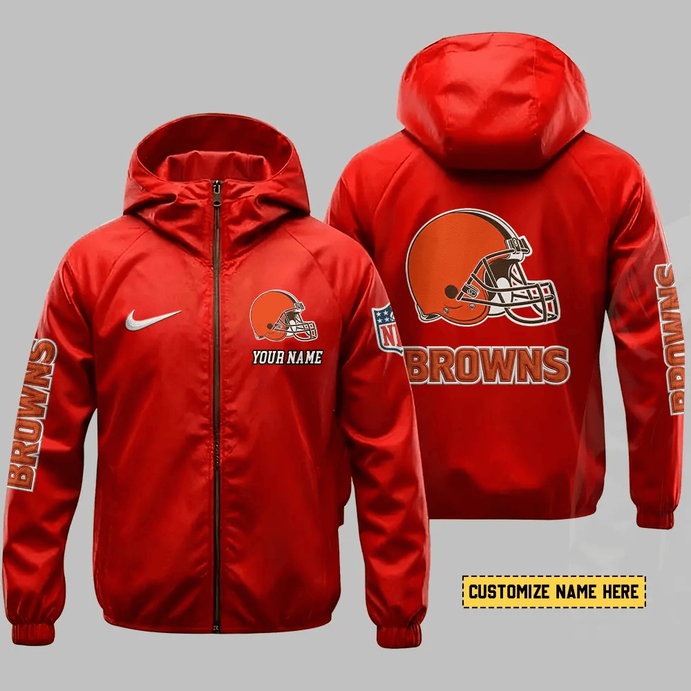 Cleveland Browns Hooded Full Zip Windbreaker Jacket Paxnem