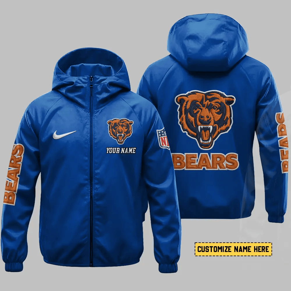 Chicago Bears Hooded Full Zip Windbreaker Jacket Pr2qv6