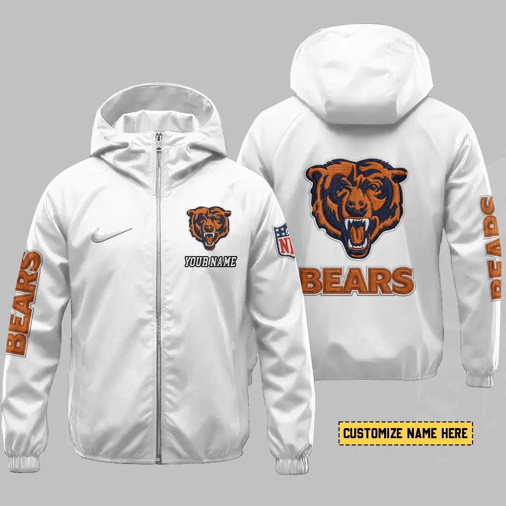 Chicago Bears Hooded Full Zip Windbreaker Jacket Pr2qv6