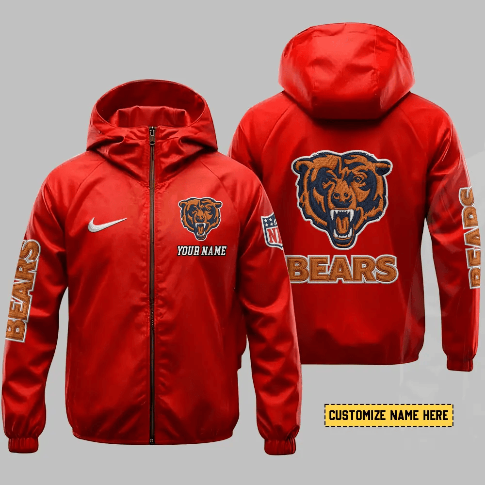 Chicago Bears Hooded Full Zip Windbreaker Jacket Pr2qv6