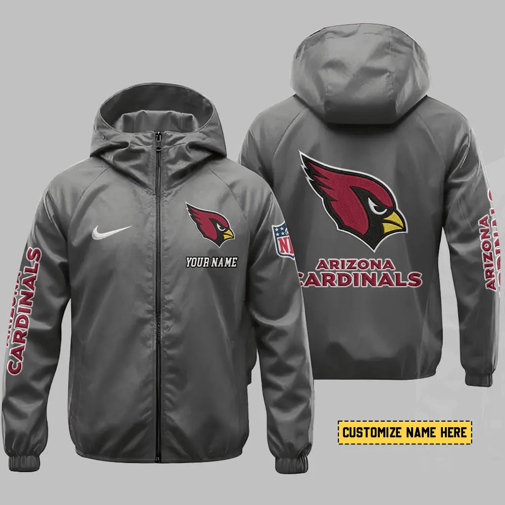 Arizona Cardinals Hooded Full Zip Windbreaker Jacket Pkfhr3