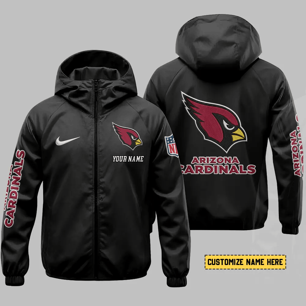 Arizona Cardinals Hooded Full Zip Windbreaker Jacket Pkfhr3