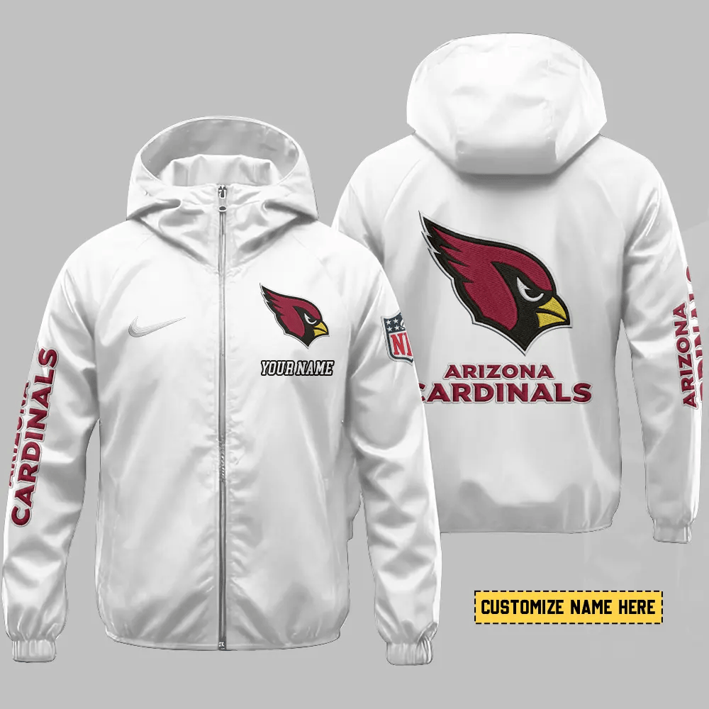 Arizona Cardinals Hooded Full Zip Windbreaker Jacket Pkfhr3