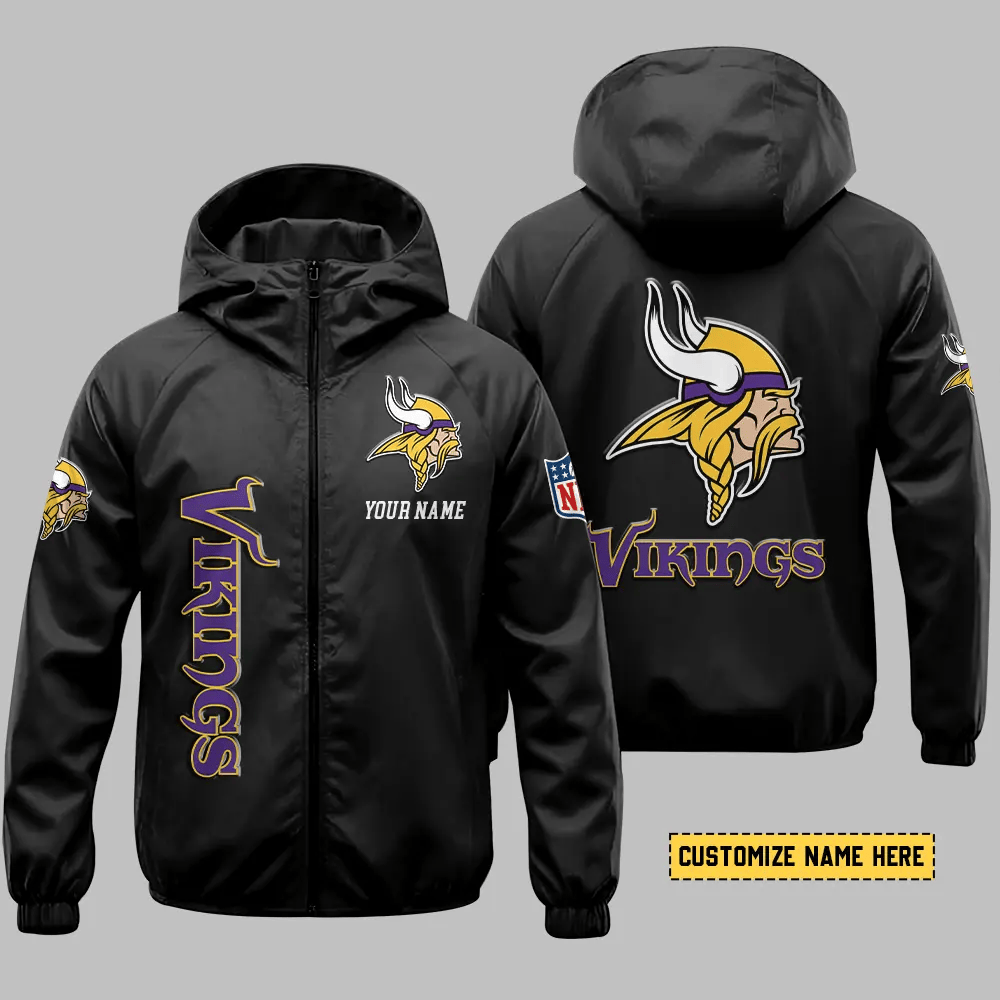 Minnesota Vikings Hooded Full Zip Windbreaker Jacket P7c9zy