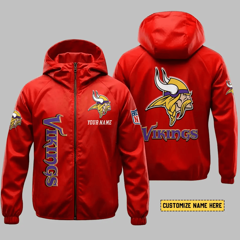 Minnesota Vikings Hooded Full Zip Windbreaker Jacket P7c9zy