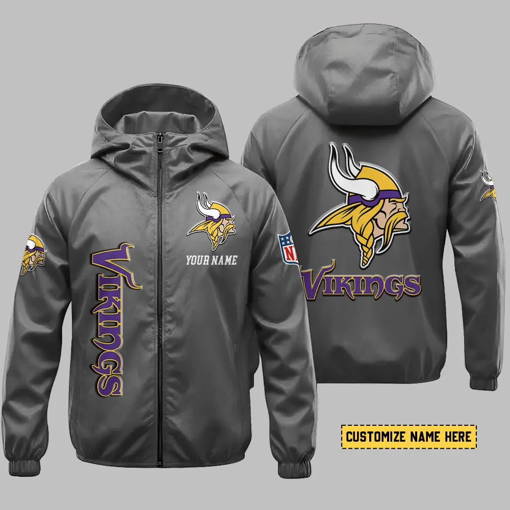 Minnesota Vikings Hooded Full Zip Windbreaker Jacket P7c9zy