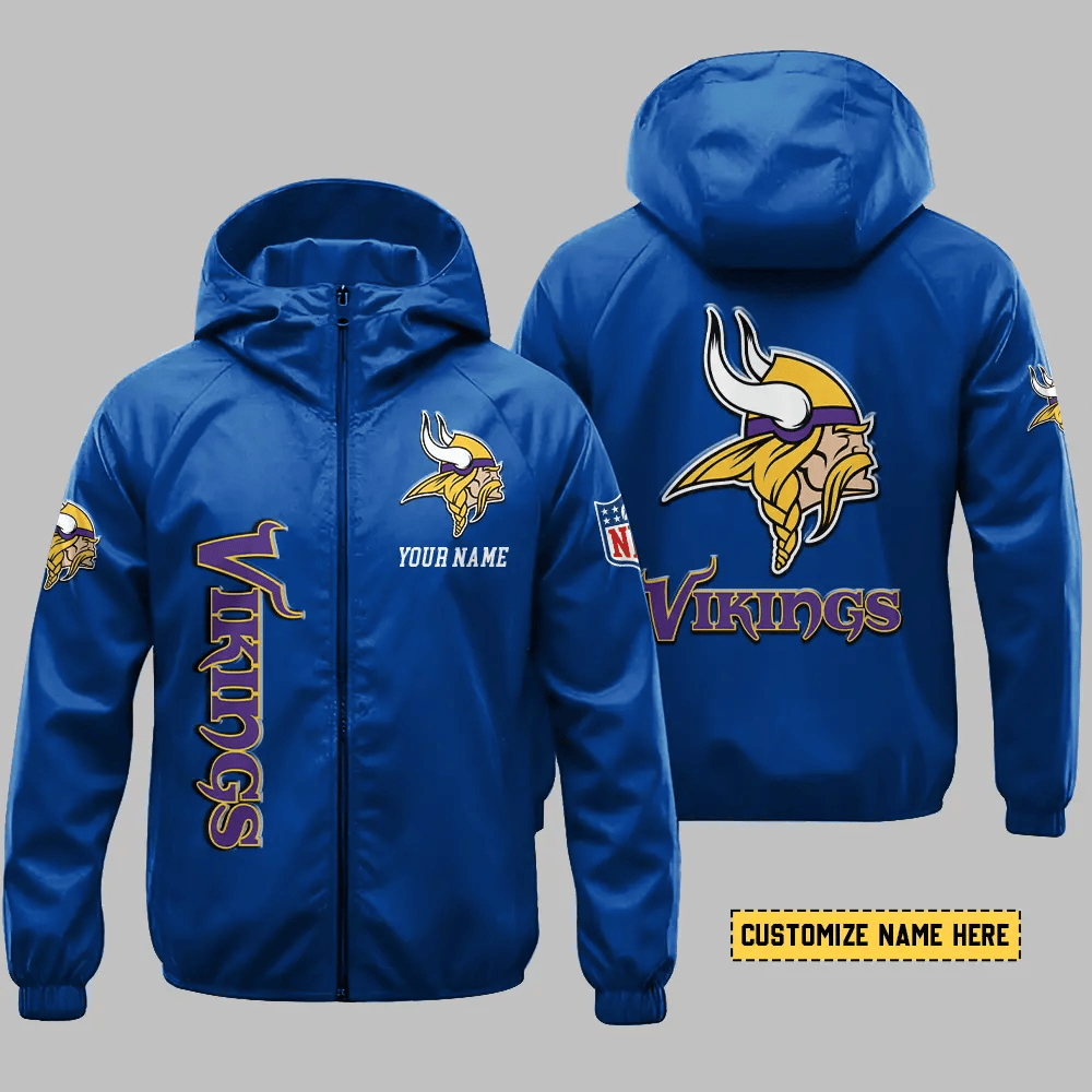 Minnesota Vikings Hooded Full Zip Windbreaker Jacket P7c9zy