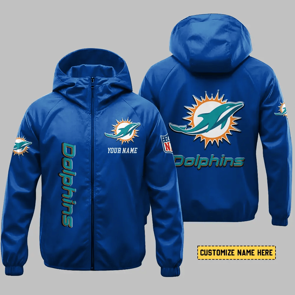 Miami Dolphins Hooded Full Zip Windbreaker Jacket P63z2v