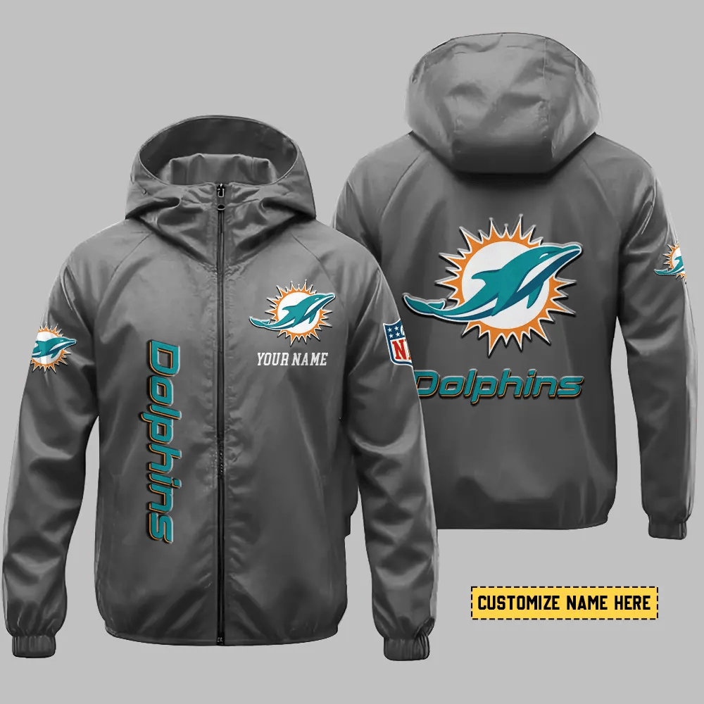 Miami Dolphins Hooded Full Zip Windbreaker Jacket P63z2v