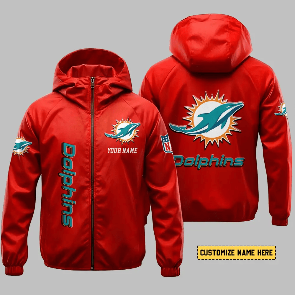 Miami Dolphins Hooded Full Zip Windbreaker Jacket P63z2v