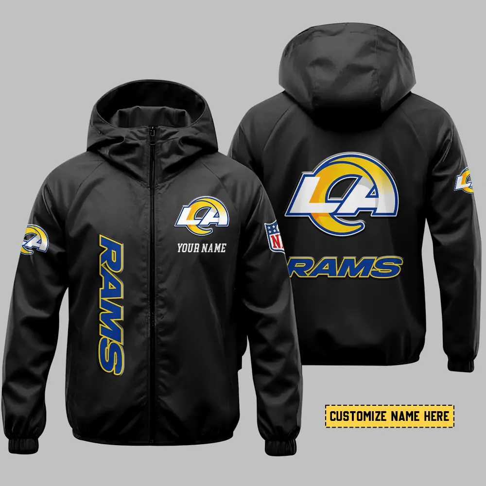 Los Angeles Rams Hooded Full Zip Windbreaker Jacket P7u3xr