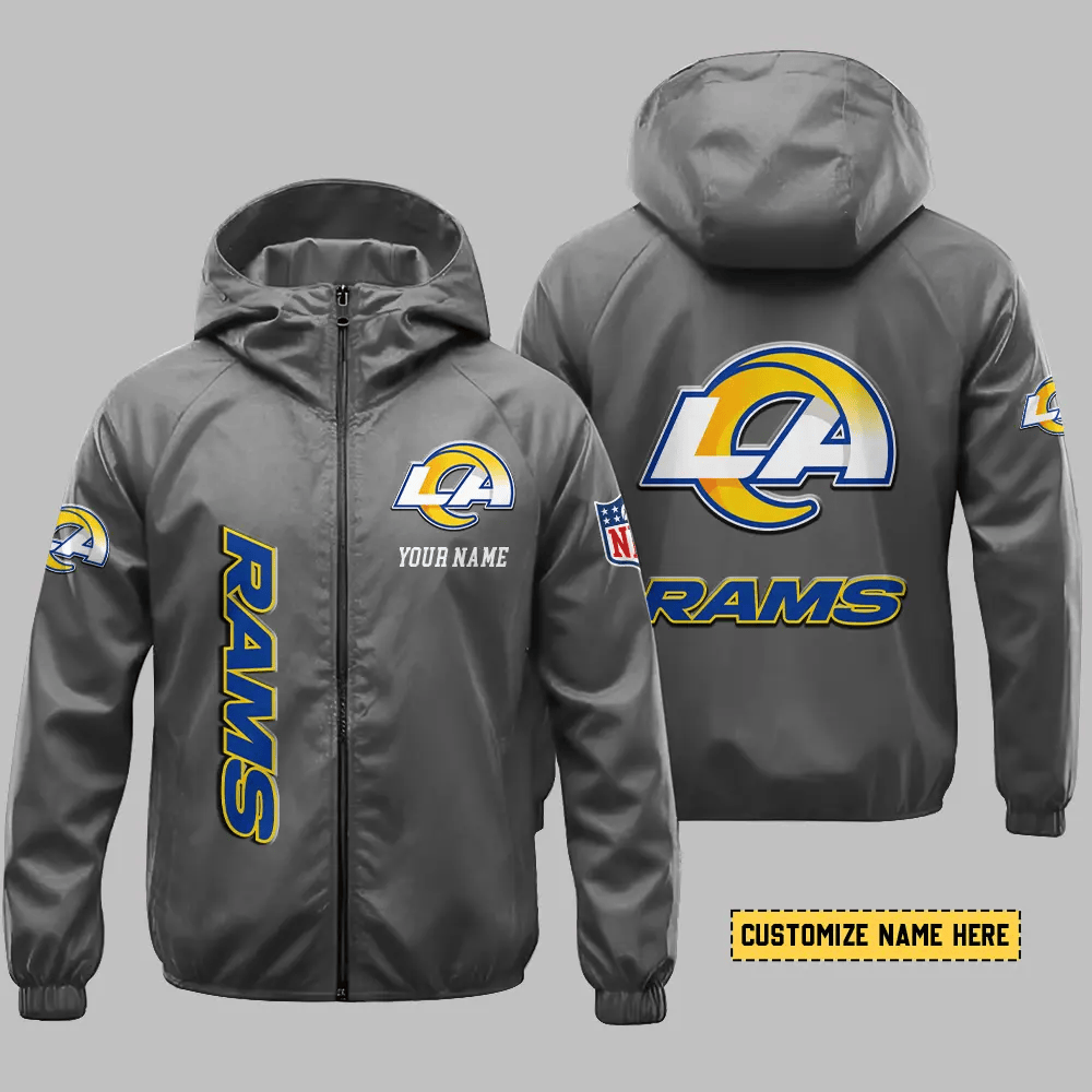 Los Angeles Rams Hooded Full Zip Windbreaker Jacket P7u3xr