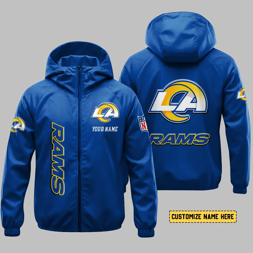 Los Angeles Rams Hooded Full Zip Windbreaker Jacket P7u3xr
