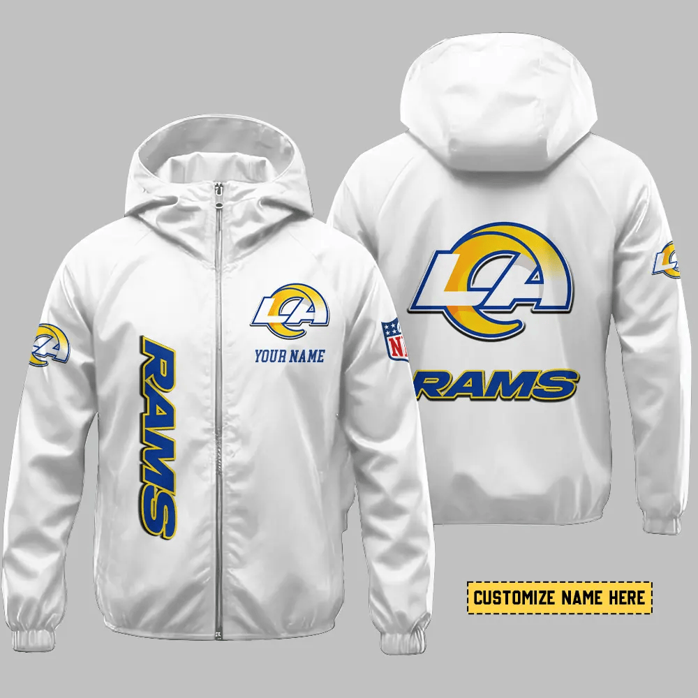 Los Angeles Rams Hooded Full Zip Windbreaker Jacket P7u3xr