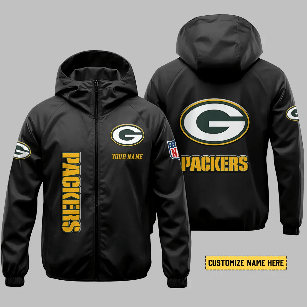 Green Bay Packers Hooded Full Zip Windbreaker Jacket Ps8bq6