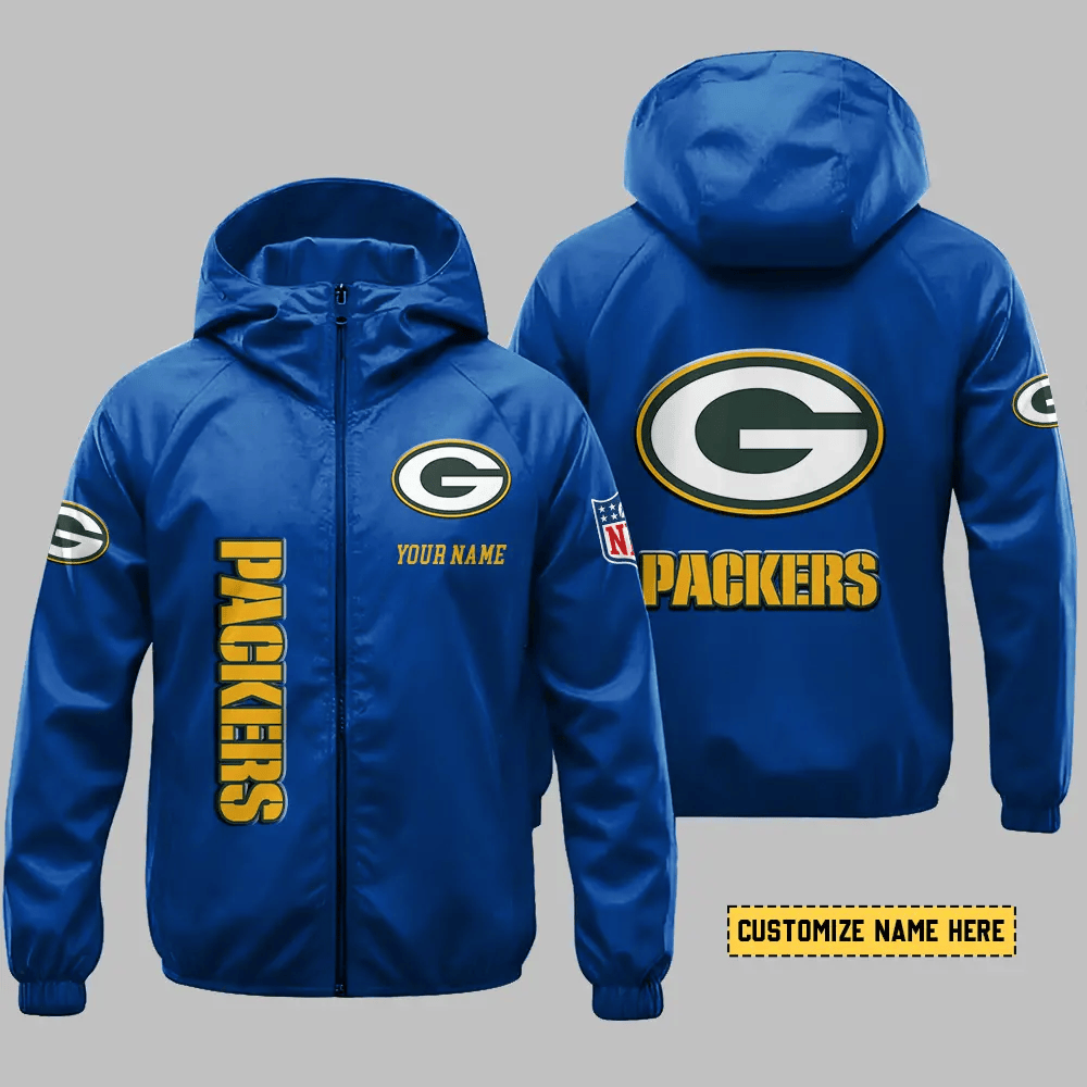 Green Bay Packers Hooded Full Zip Windbreaker Jacket Ps8bq6