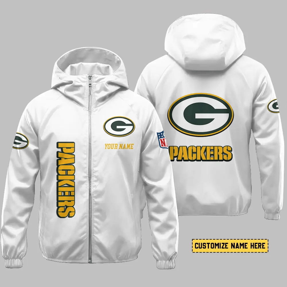 Green Bay Packers Hooded Full Zip Windbreaker Jacket Ps8bq6