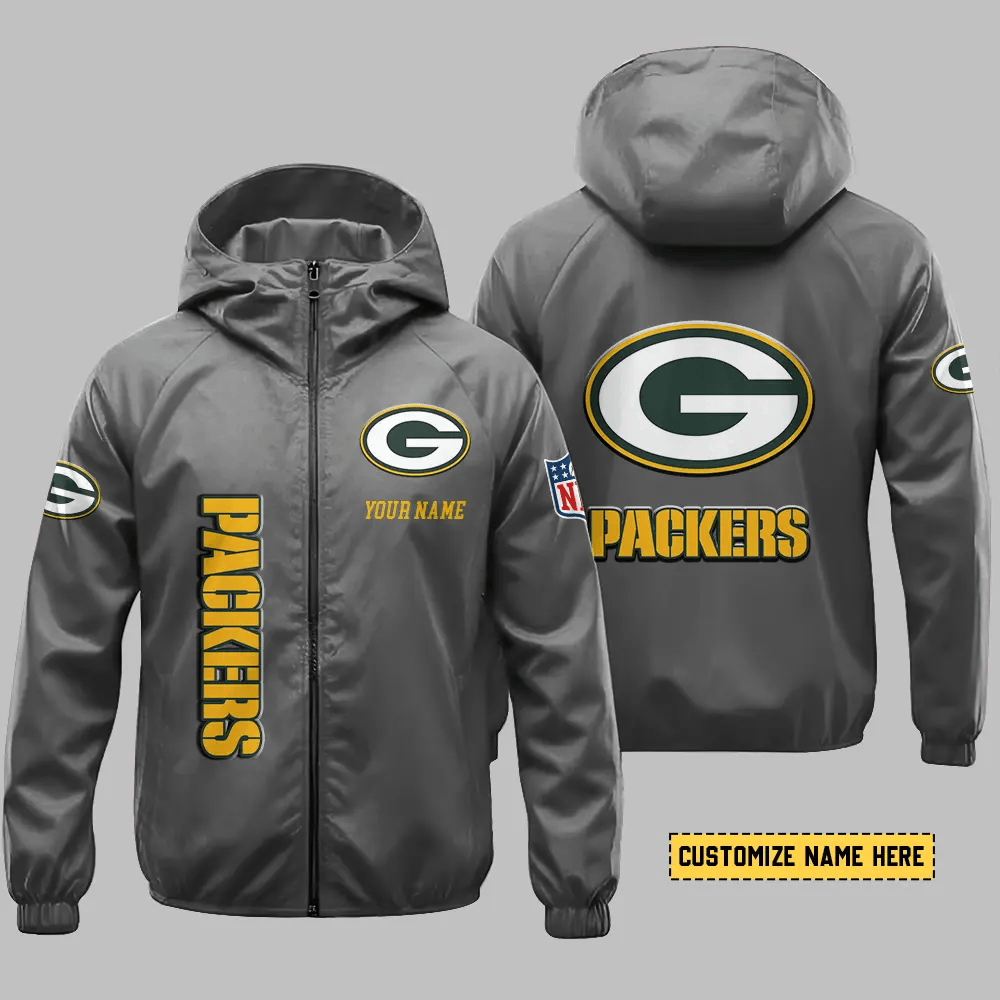 Green Bay Packers Hooded Full Zip Windbreaker Jacket Ps8bq6