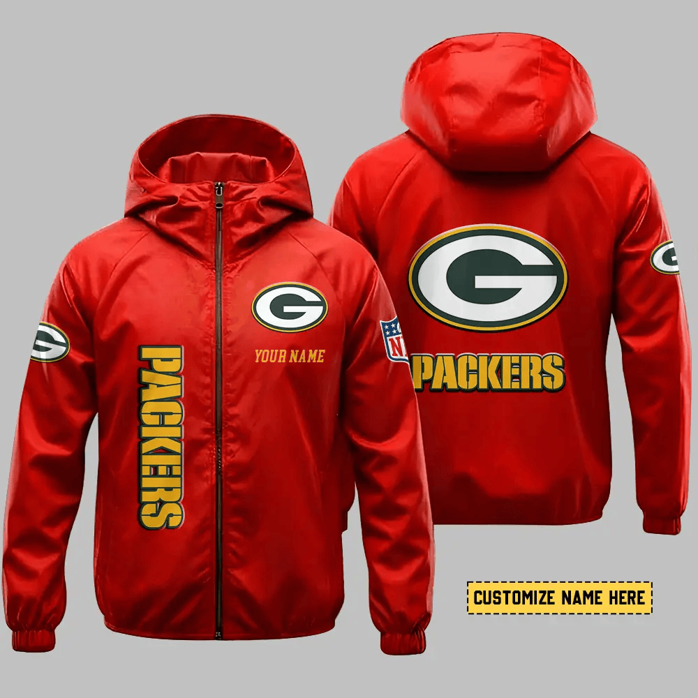 Green Bay Packers Hooded Full Zip Windbreaker Jacket Ps8bq6
