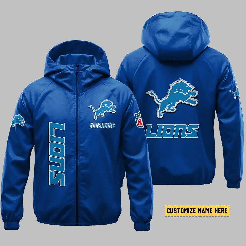 Detroit Lions Hooded Full Zip Windbreaker Jacket Pmn6pn