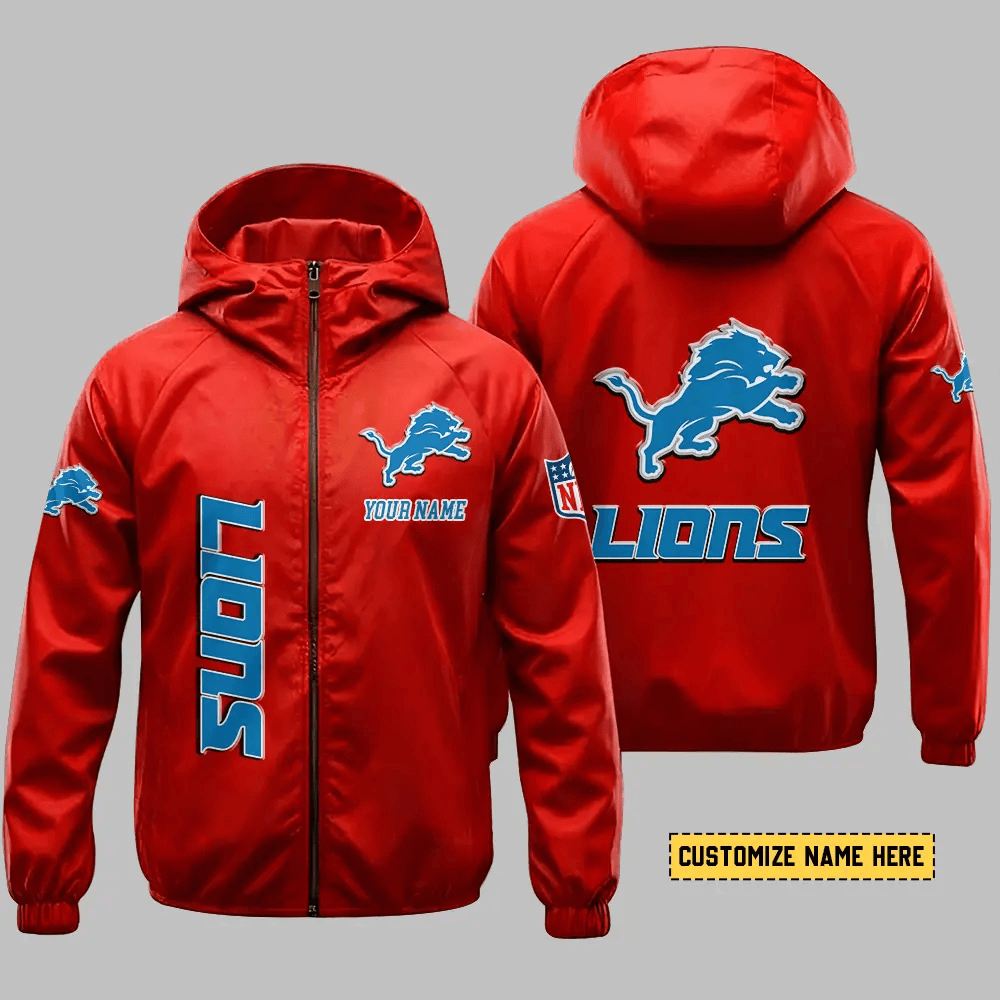 Detroit Lions Hooded Full Zip Windbreaker Jacket Pmn6pn