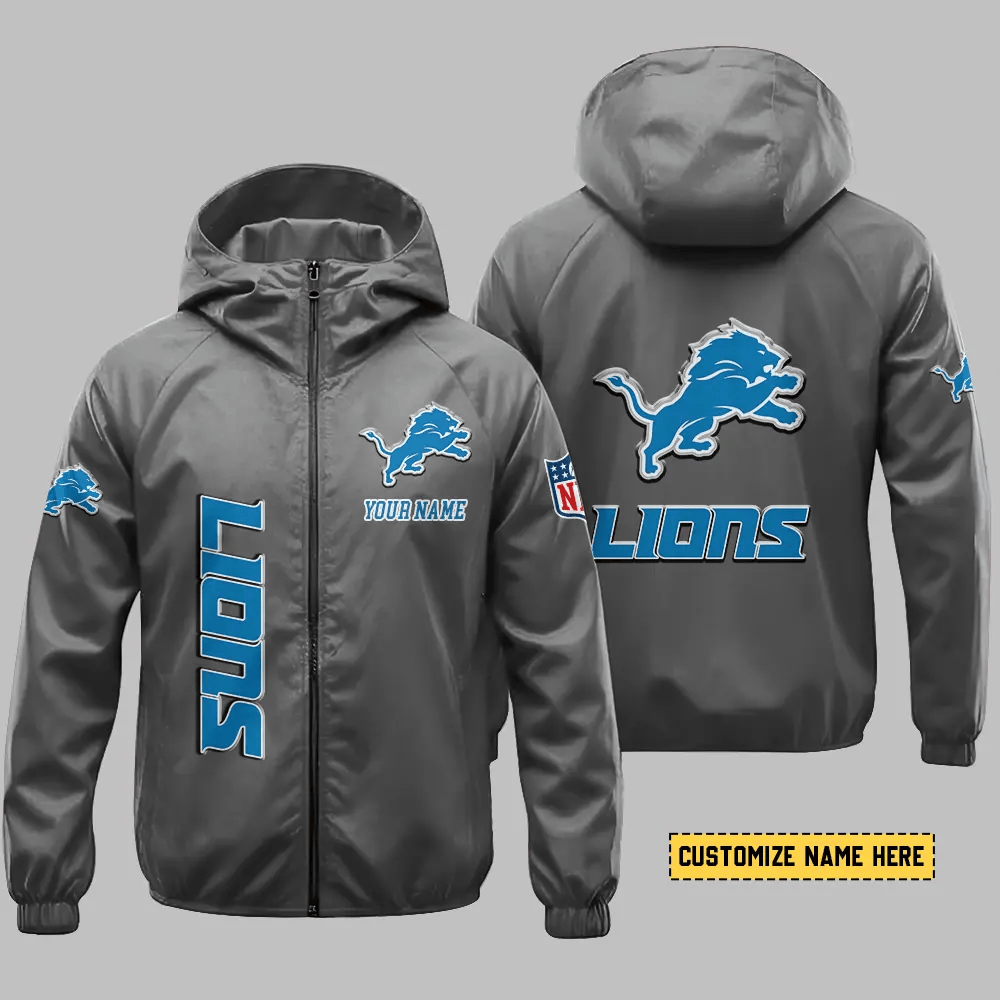 Detroit Lions Hooded Full Zip Windbreaker Jacket Pmn6pn