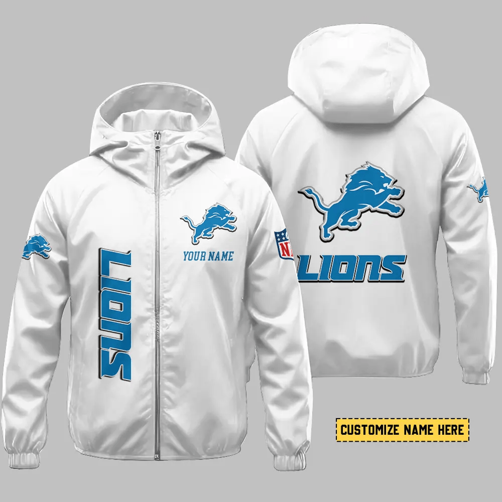 Detroit Lions Hooded Full Zip Windbreaker Jacket Pmn6pn