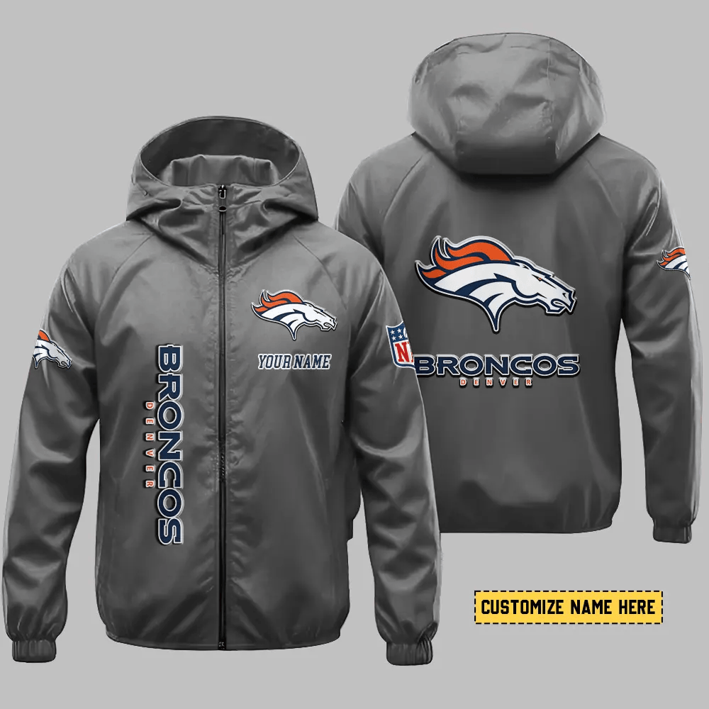Denver Broncos Hooded Full Zip Windbreaker Jacket Pmtv6p