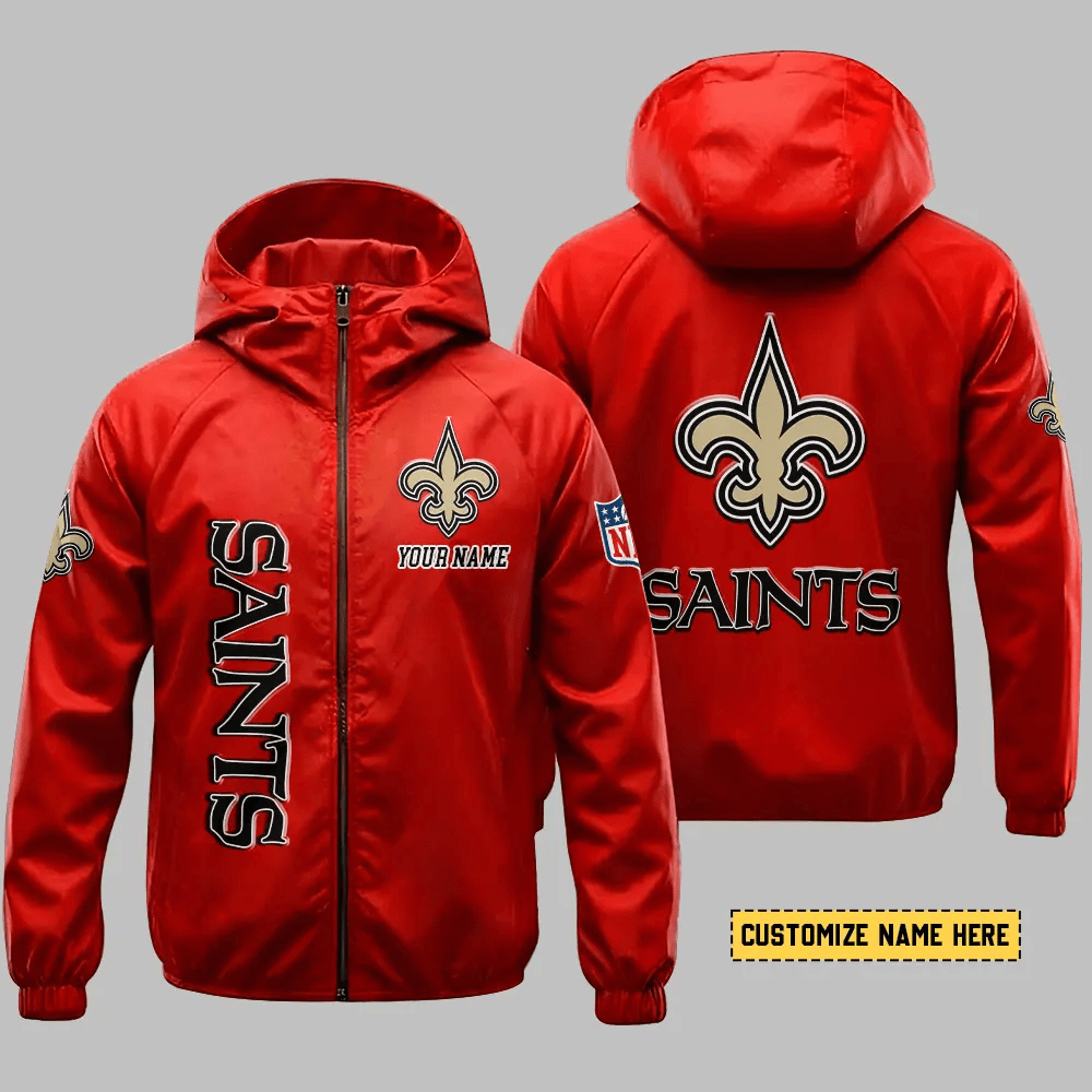 New Orleans Saints Hooded Full Zip Windbreaker Jacket Pcgrlt
