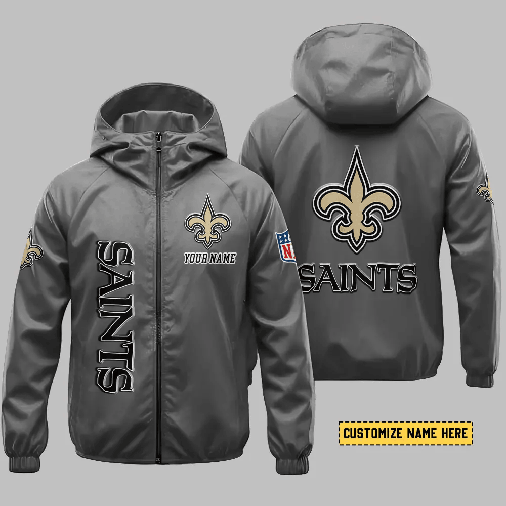 New Orleans Saints Hooded Full Zip Windbreaker Jacket Pcgrlt