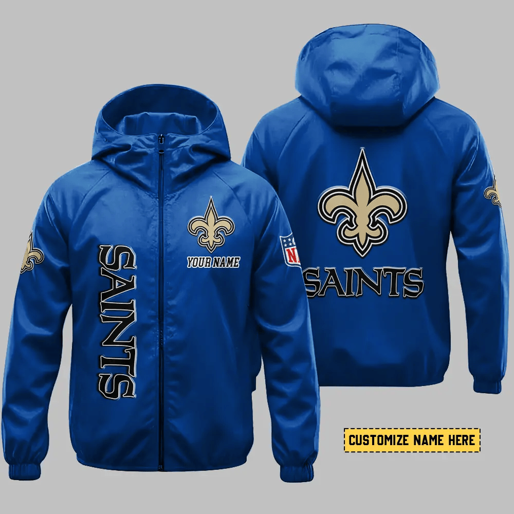 New Orleans Saints Hooded Full Zip Windbreaker Jacket Pcgrlt
