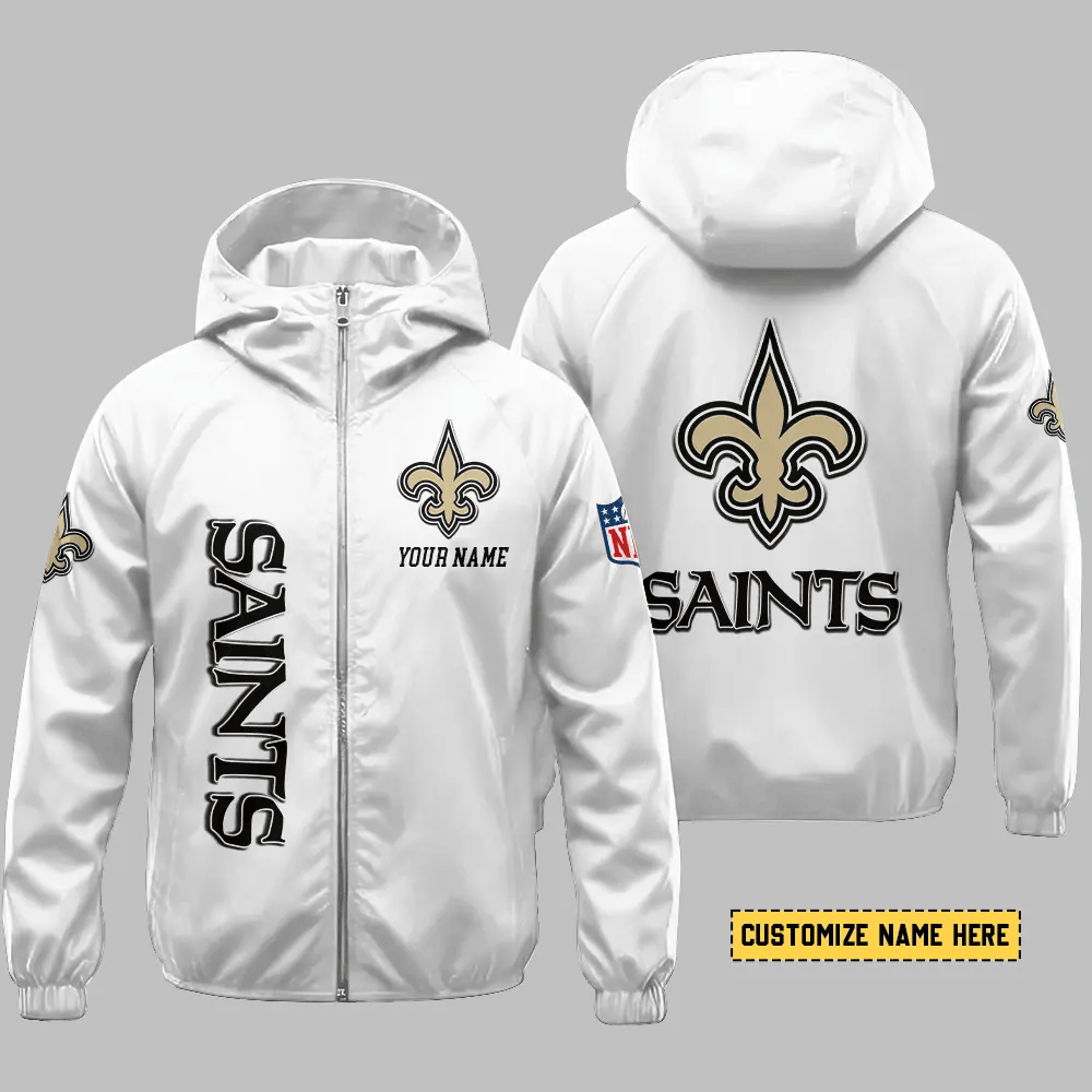 New Orleans Saints Hooded Full Zip Windbreaker Jacket Pcgrlt