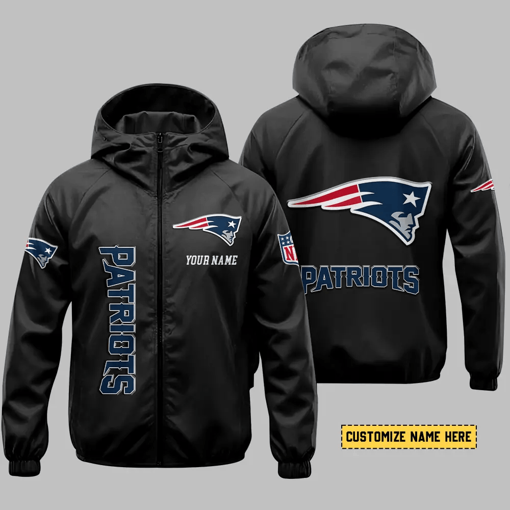 New England Patriots Hooded Full Zip Windbreaker Jacket Pvxtb6
