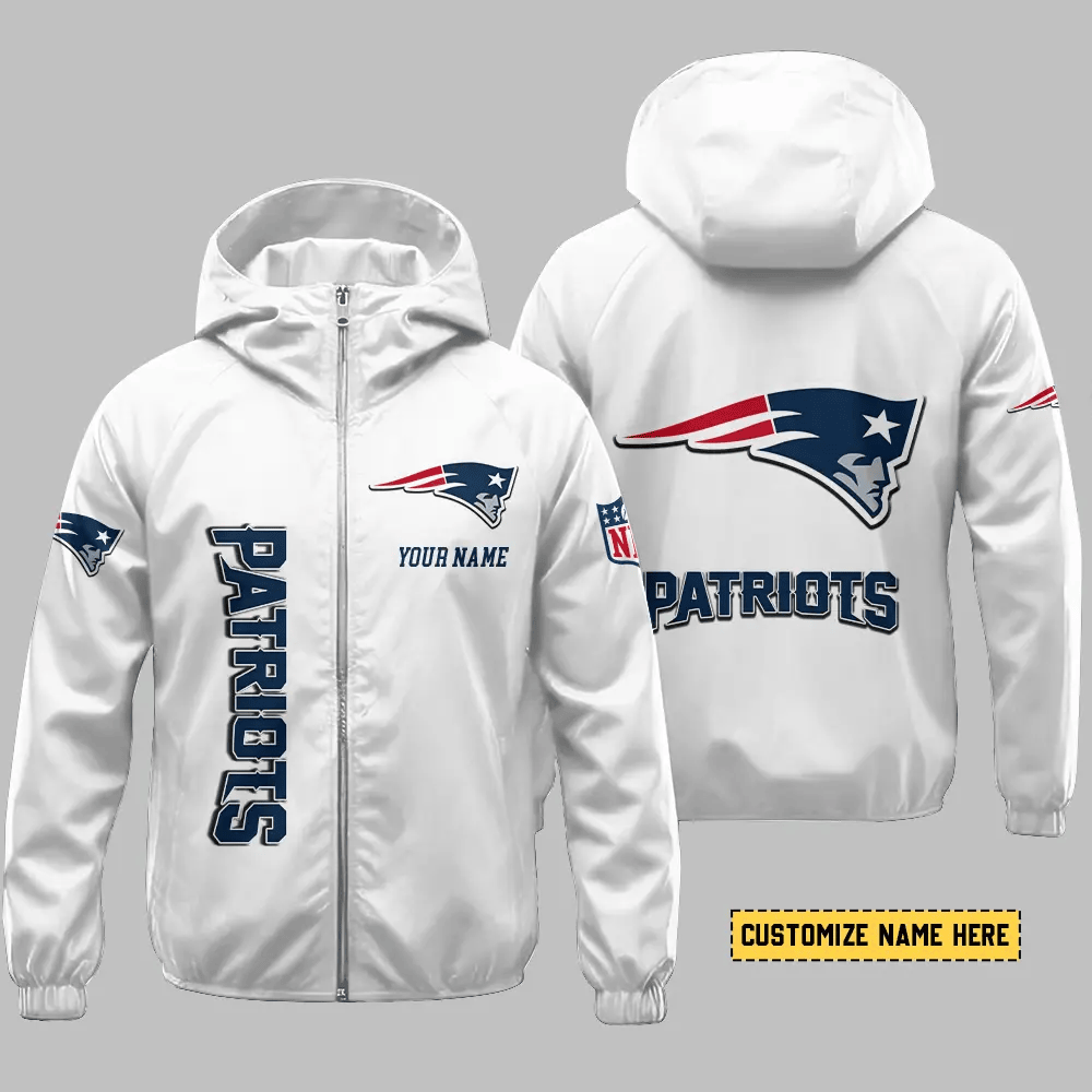 New England Patriots Hooded Full Zip Windbreaker Jacket Pvxtb6