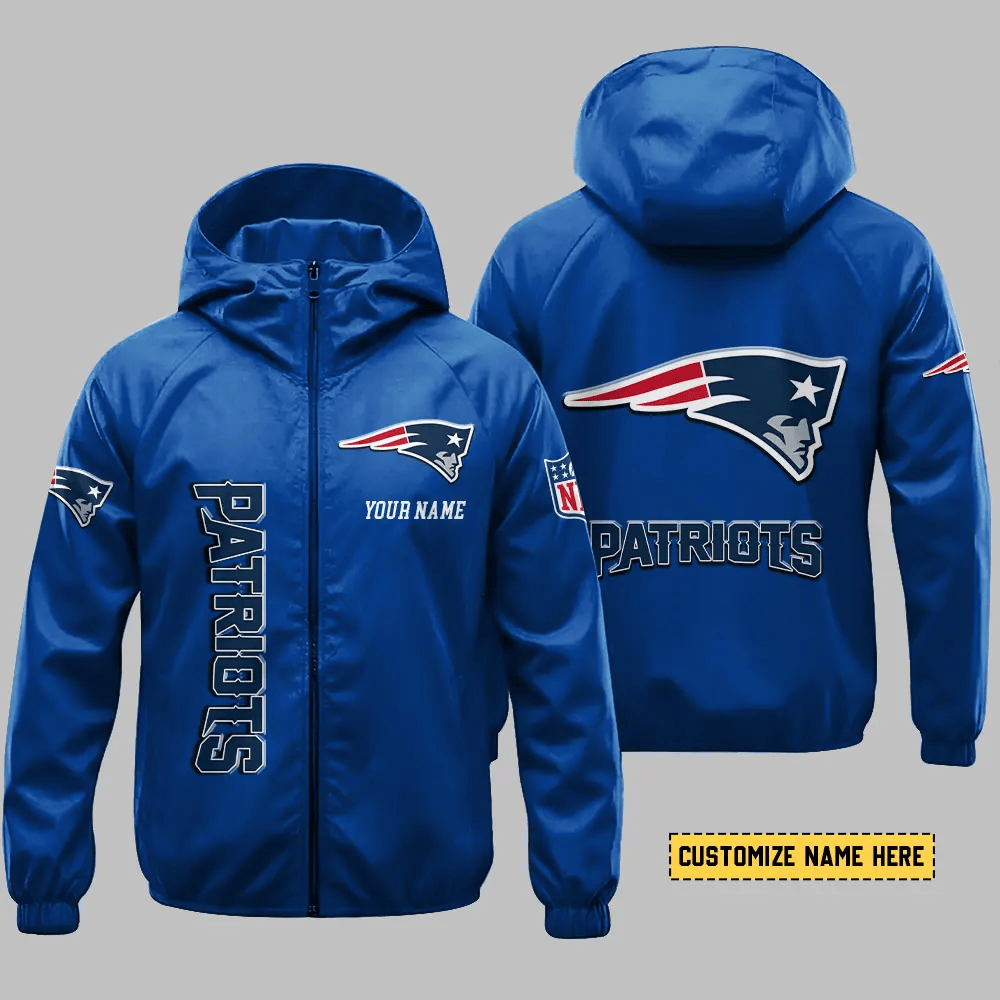 New England Patriots Hooded Full Zip Windbreaker Jacket Pvxtb6
