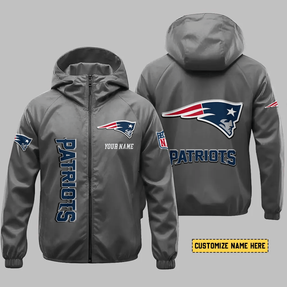 New England Patriots Hooded Full Zip Windbreaker Jacket Pvxtb6