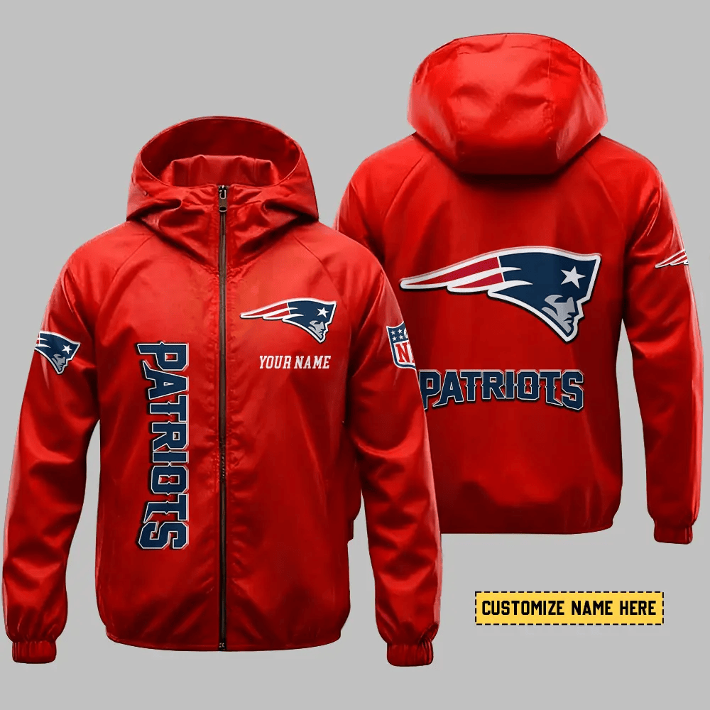 New England Patriots Hooded Full Zip Windbreaker Jacket Pvxtb6