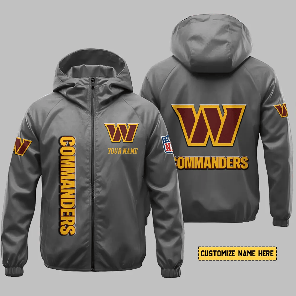 Washington Commanders Hooded Full Zip Windbreaker Jacket Pkd2qz