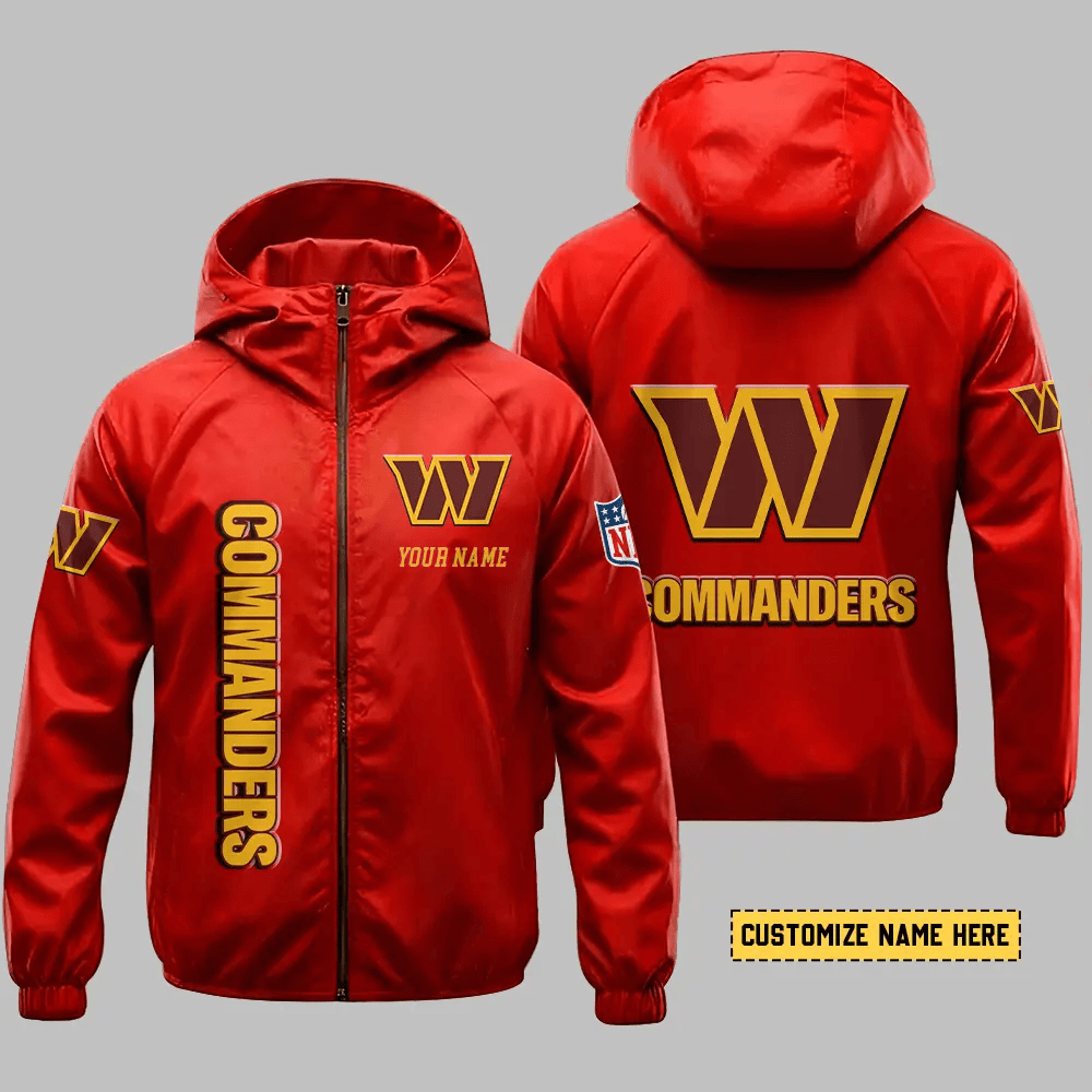 Washington Commanders Hooded Full Zip Windbreaker Jacket Pkd2qz