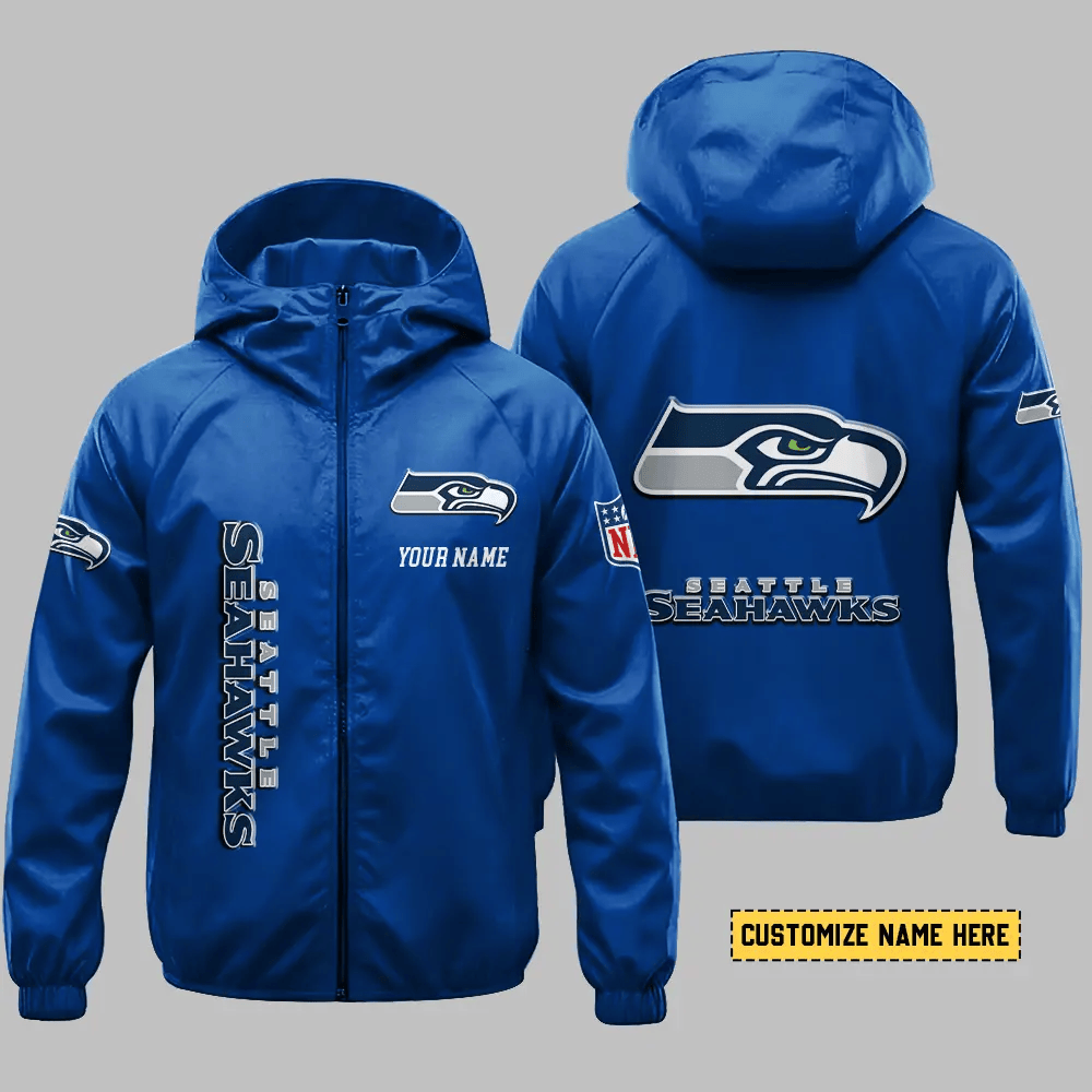 Seattle Seahawks Hooded Full Zip Windbreaker Jacket Pmdgh3