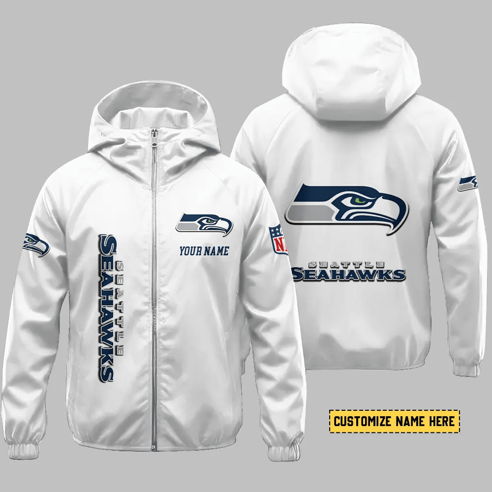 Seattle Seahawks Hooded Full Zip Windbreaker Jacket Pmdgh3