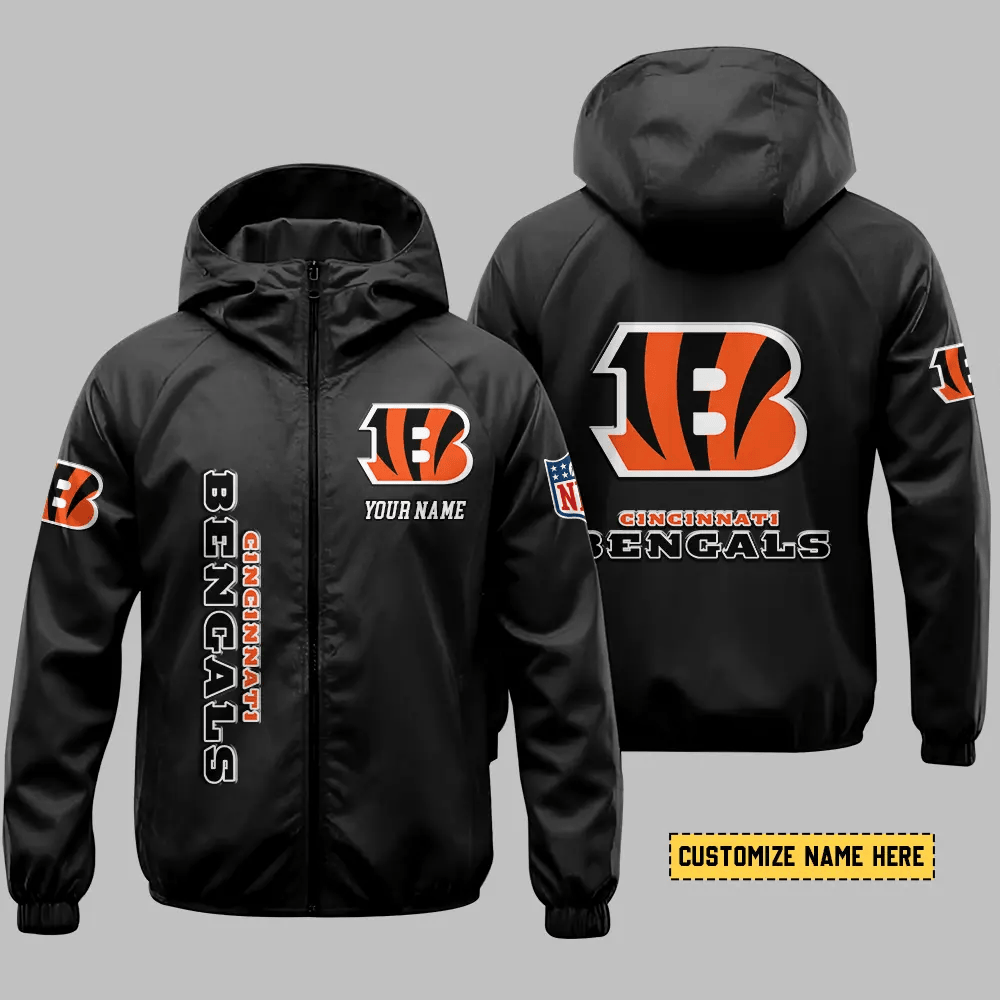 Cincinnati Bengals Hooded Full Zip Windbreaker Jacket P8smtk