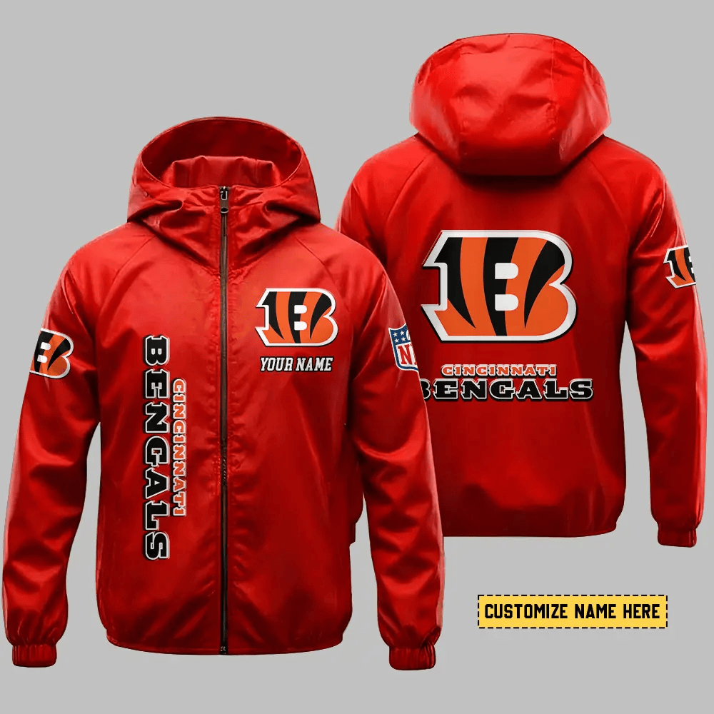 Cincinnati Bengals Hooded Full Zip Windbreaker Jacket P8smtk