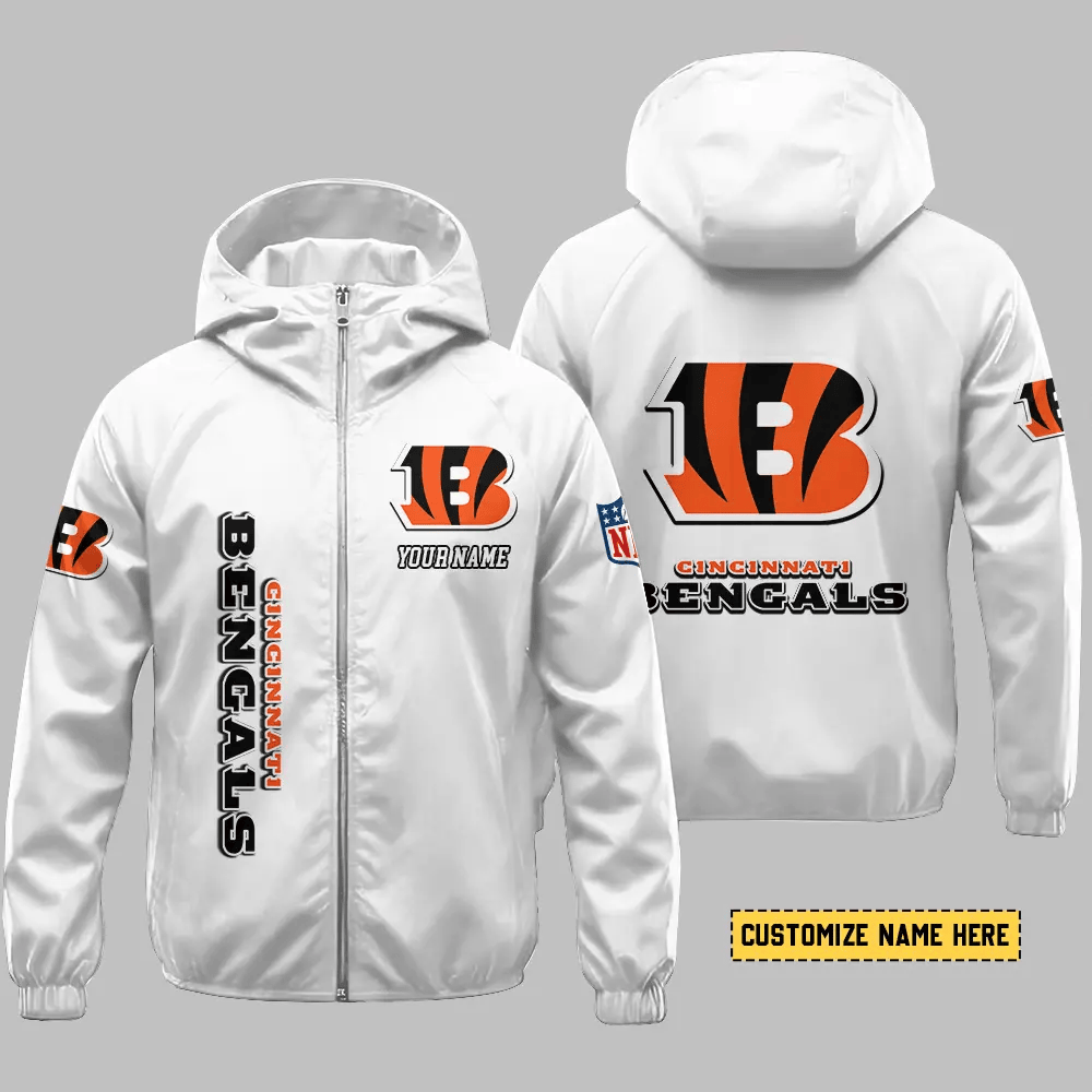 Cincinnati Bengals Hooded Full Zip Windbreaker Jacket P8smtk