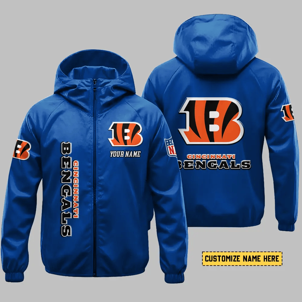 Cincinnati Bengals Hooded Full Zip Windbreaker Jacket P8smtk
