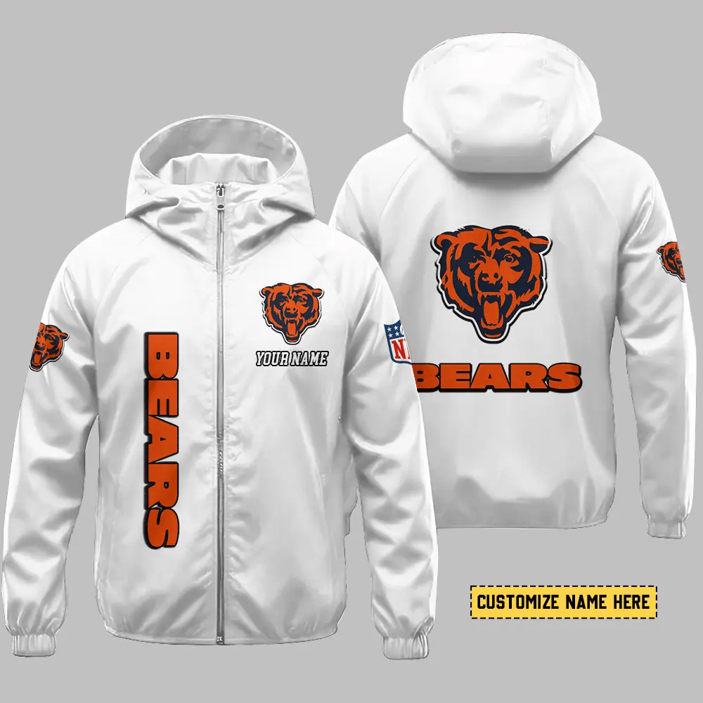 Chicago Bears Hooded Full Zip Windbreaker Jacket Pq566s