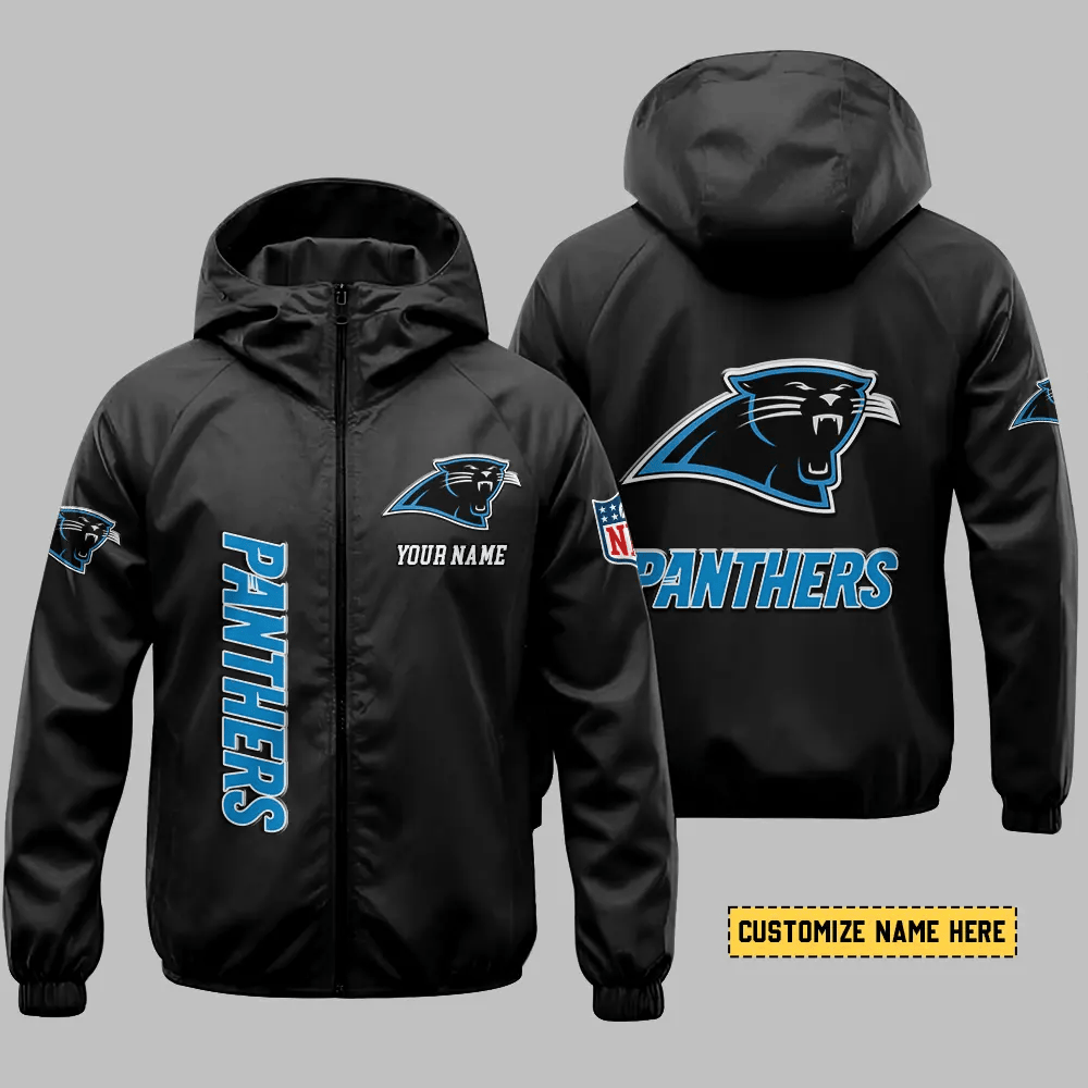 Carolina Panthers Hooded Full Zip Windbreaker Jacket Pwc5ra