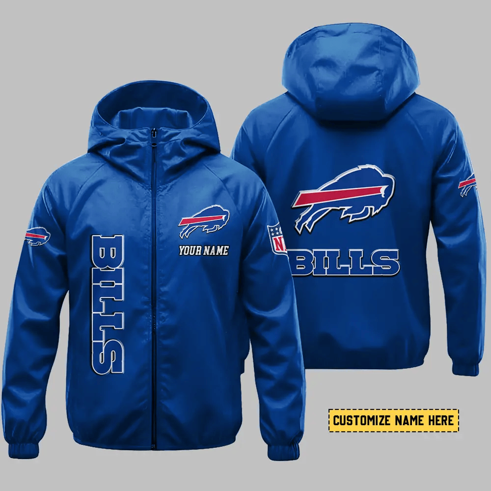 Buffalo Bills Hooded Full Zip Windbreaker Jacket Pwt92m
