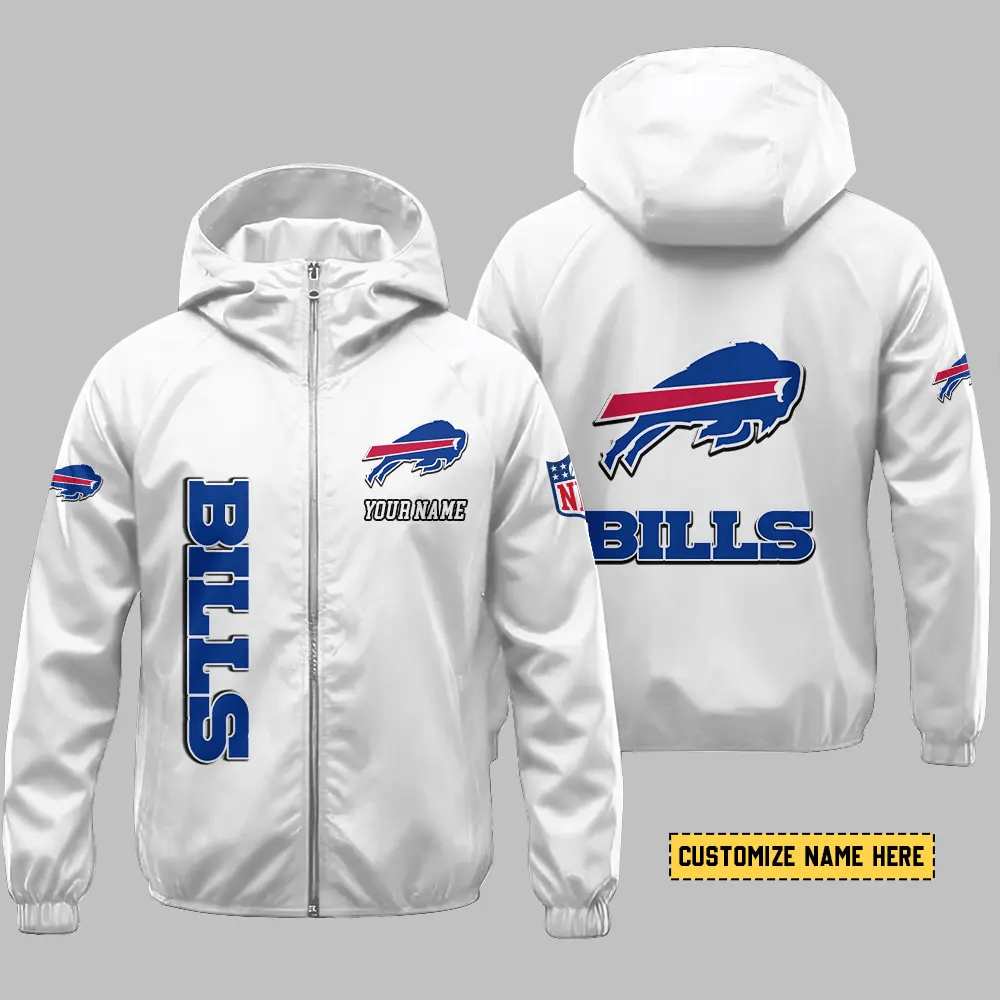 Buffalo Bills Hooded Full Zip Windbreaker Jacket Pwt92m